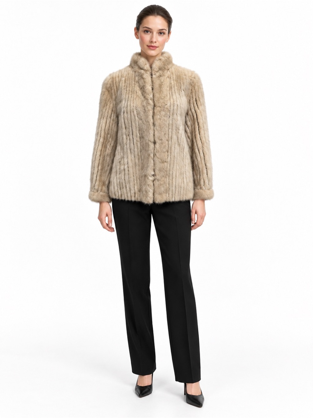 Vintage Furs by Michel Biege Mink Fur Coat Fits S/M